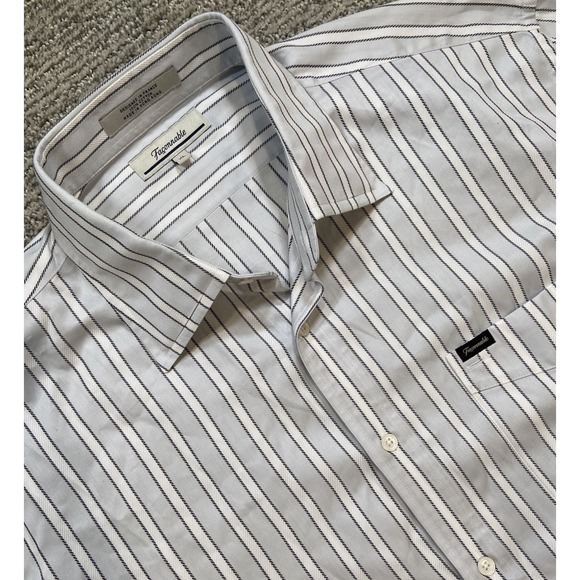 Faconnable Gray Striped Button Up Long Sleeve Shirt Cotton Men XL‎ - Picture 1 of 8